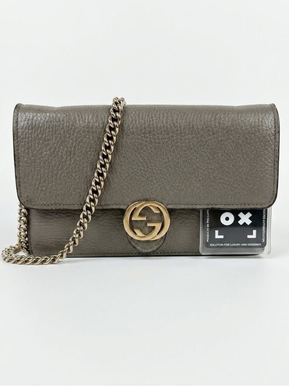 Gucci GG Interlocking Wallet on Chain Crossbody Bag Gray